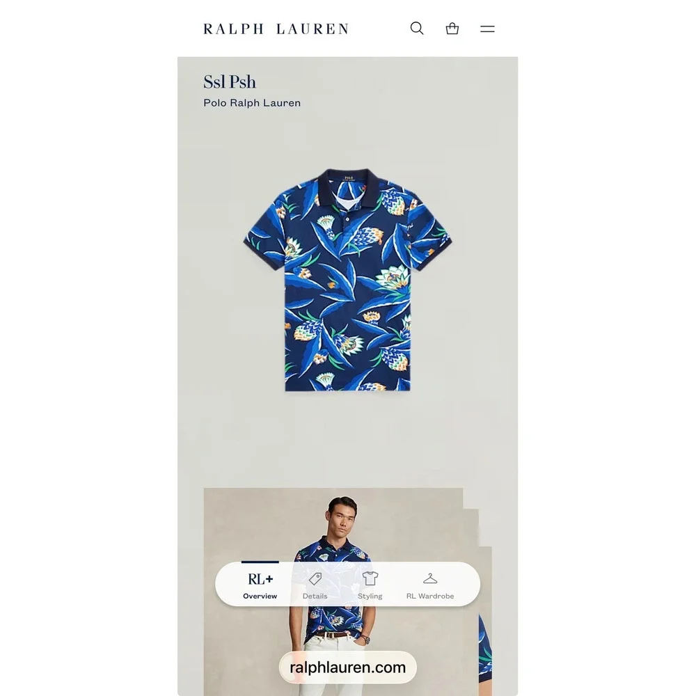 Polo Ralph Lauren Polo Shirt Mens M Blue New Floral Classic Fit 710929064001